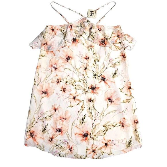 Haute Hippie Dress Size Small Ashbury Halter Floral Mini Shift Ruffles - Picture 1 of 9